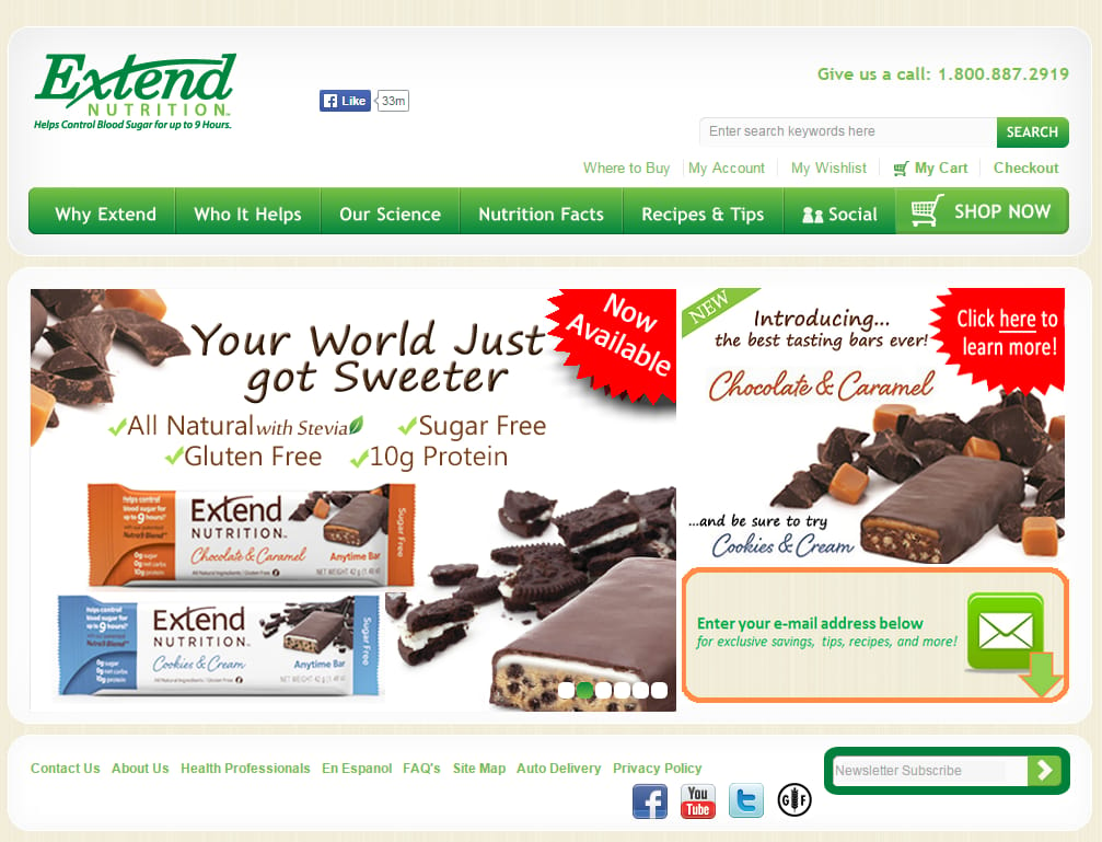 Extend Nutrition Homepage