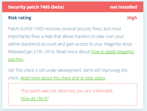 Magento Security Patch 7405