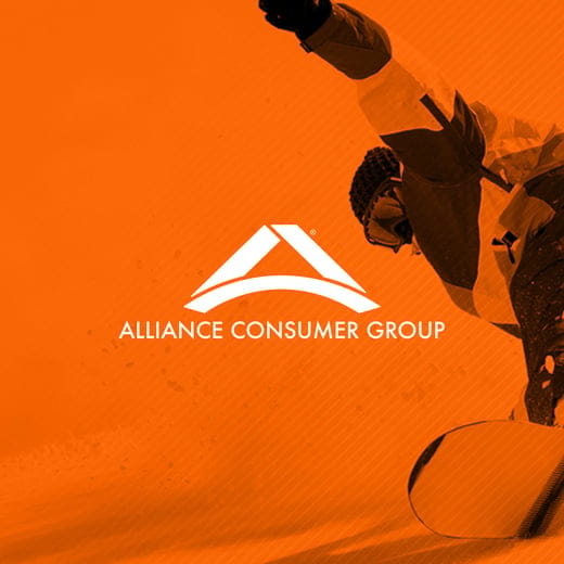 Alliance Consumer Brands logo with an organge background